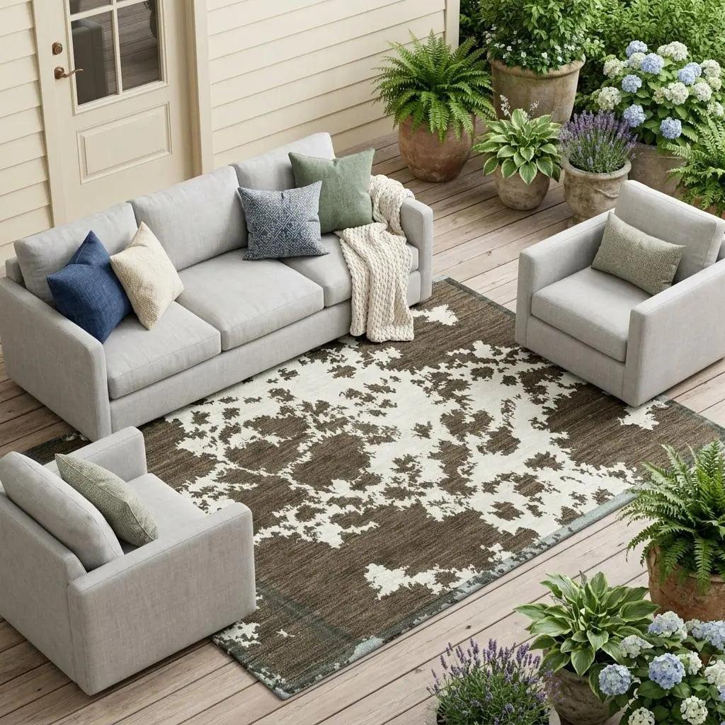 9' X 12' Chocolate And Brown Abstract Washable Indoor Outdoor Area Rug Homeroots Outdoor