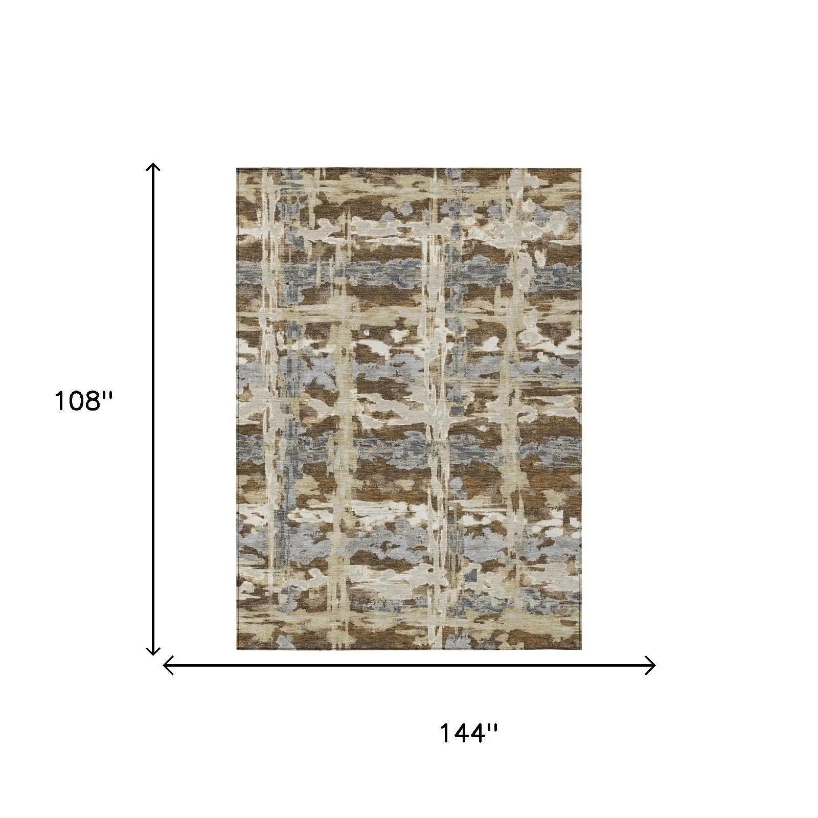 9' X 12' Chocolate And Brown Abstract Washable Indoor Outdoor Area Rug Homeroots Outdoor