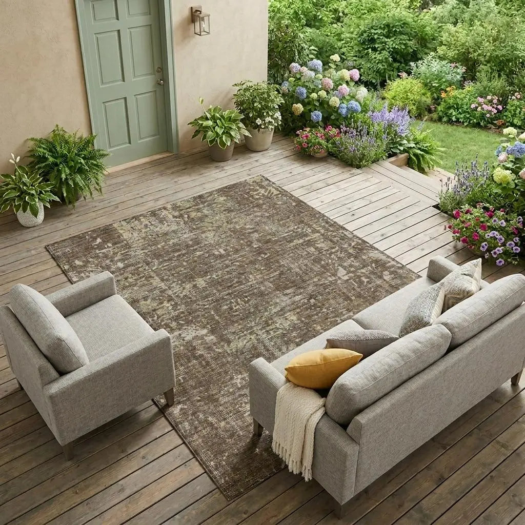9' X 12' Chocolate And Brown Abstract Washable Indoor Outdoor Area Rug Homeroots Outdoor