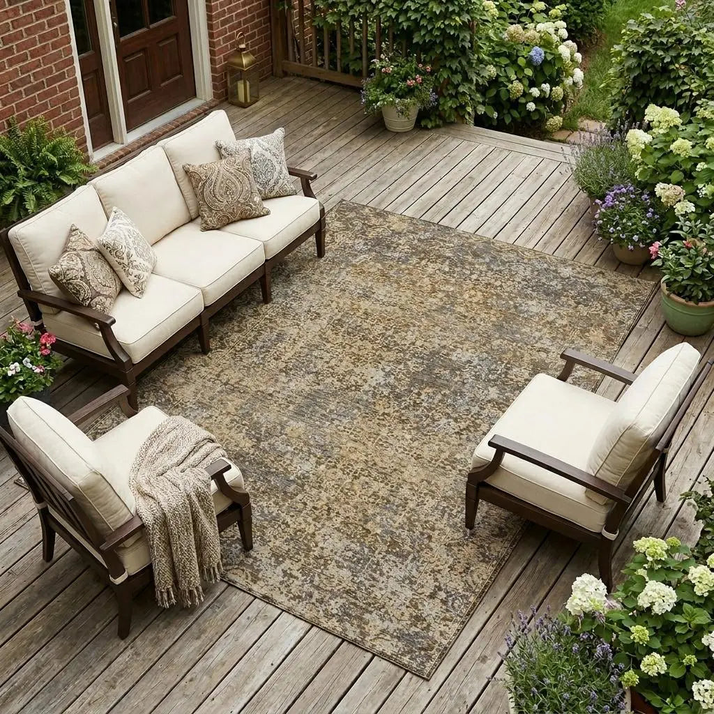 9' X 12' Chocolate And Brown Abstract Washable Indoor Outdoor Area Rug Homeroots Outdoor