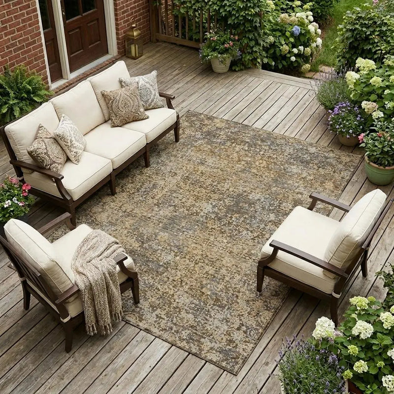 9' X 12' Chocolate And Brown Abstract Washable Indoor Outdoor Area Rug Homeroots Outdoor