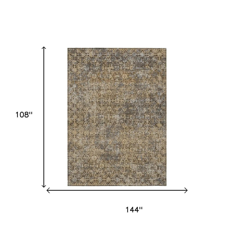 9' X 12' Chocolate And Brown Abstract Washable Indoor Outdoor Area Rug Homeroots Outdoor