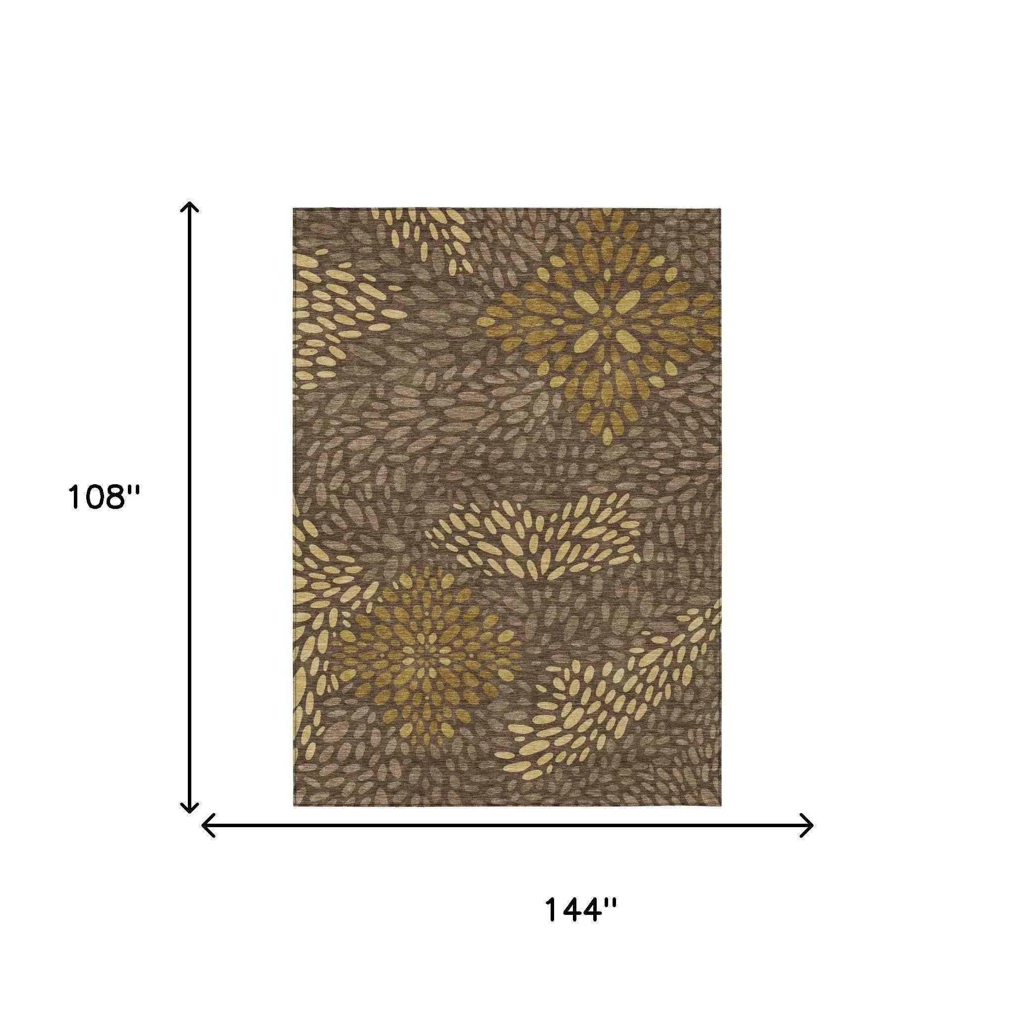 9' X 12' Chocolate And Brown Abstract Washable Indoor Outdoor Area Rug Homeroots Outdoor