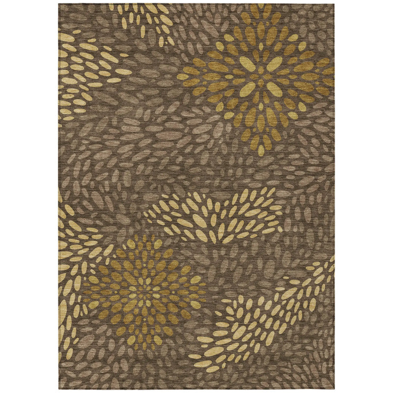 9' X 12' Chocolate And Brown Abstract Washable Indoor Outdoor Area Rug Homeroots Outdoor