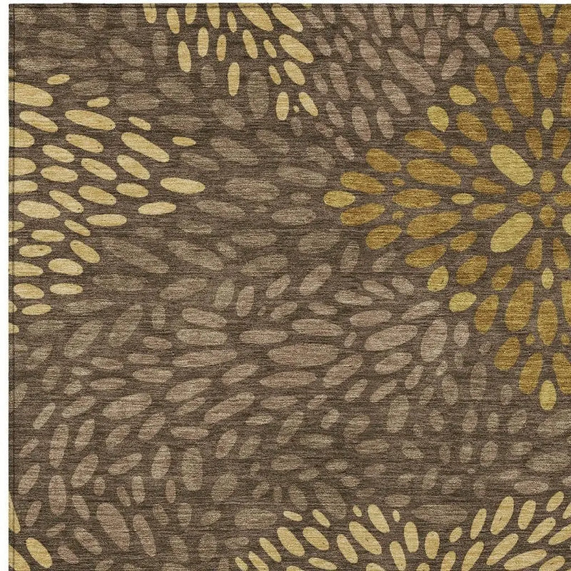 9' X 12' Chocolate And Brown Abstract Washable Indoor Outdoor Area Rug Homeroots Outdoor
