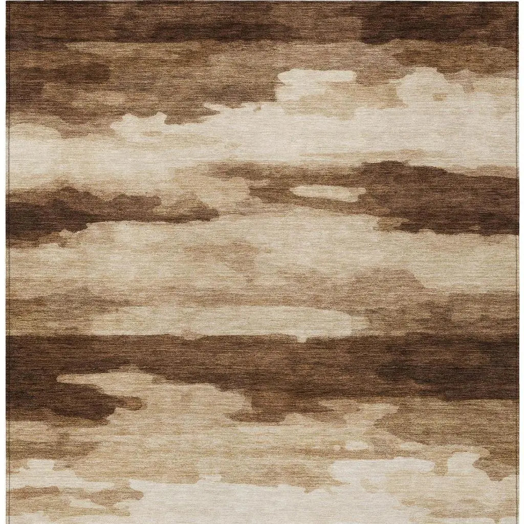 9' X 12' Chocolate And Brown Abstract Washable Indoor Outdoor Area Rug Homeroots Outdoor