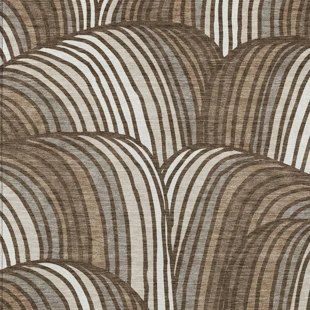 9' X 12' Chocolate And Brown Abstract Washable Indoor Outdoor Area Rug Homeroots Outdoor