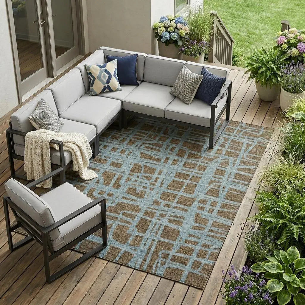 9' X 12' Chocolate And Brown Abstract Washable Indoor Outdoor Area Rug Homeroots Outdoor
