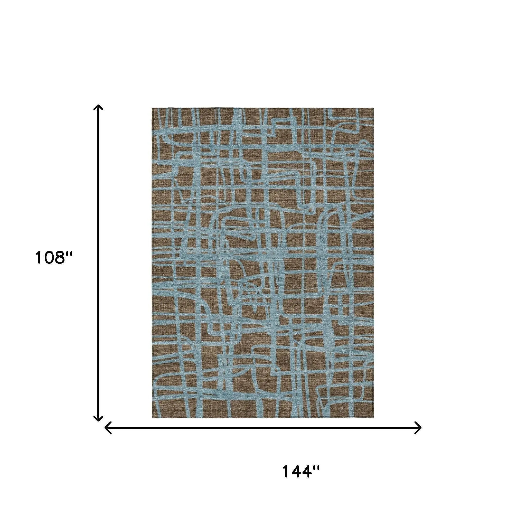 9' X 12' Chocolate And Brown Abstract Washable Indoor Outdoor Area Rug Homeroots Outdoor