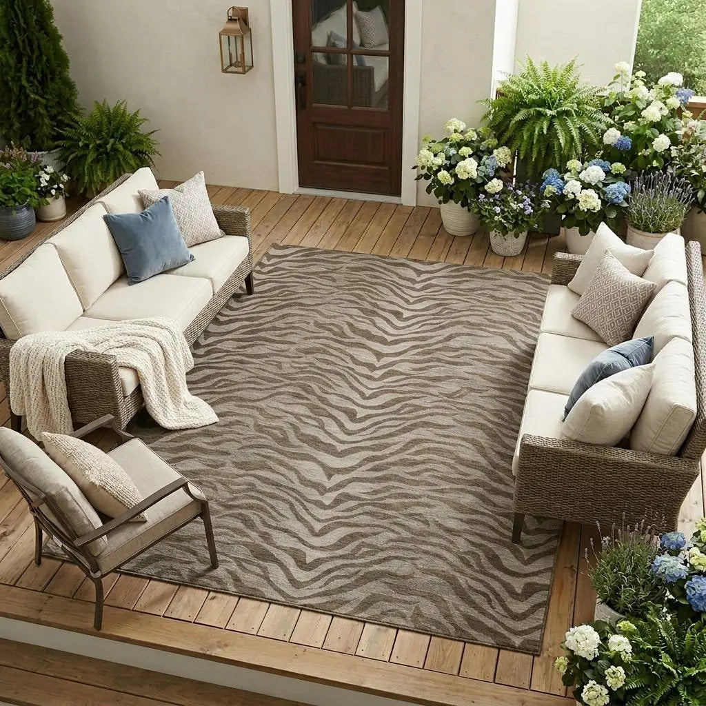 9' X 12' Chocolate And Brown Animal Print Washable Indoor Outdoor Area Rug Homeroots Outdoor