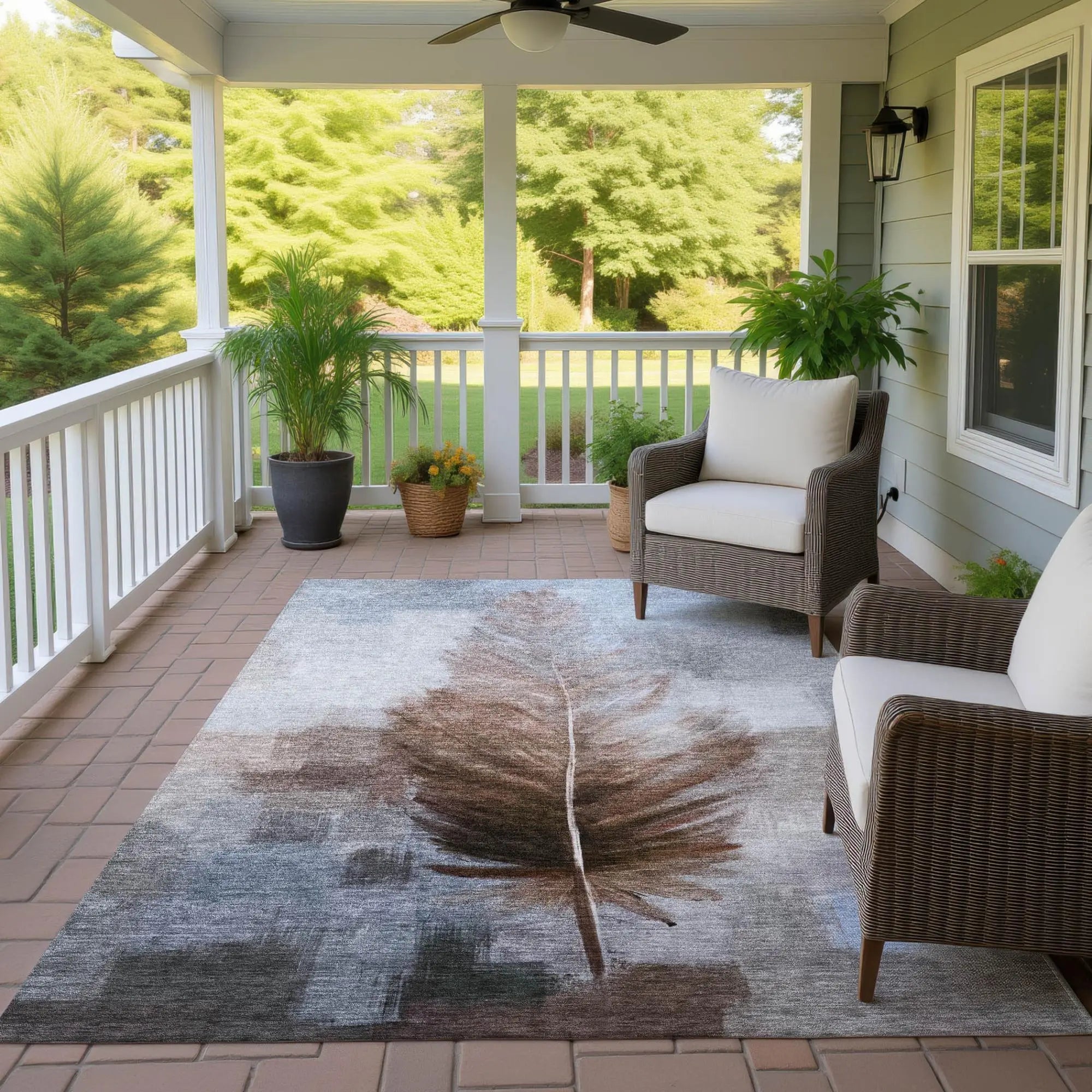 9' X 12' Chocolate And Brown Botanical Leaves Washable Indoor Outdoor Area Rug Homeroots Outdoor