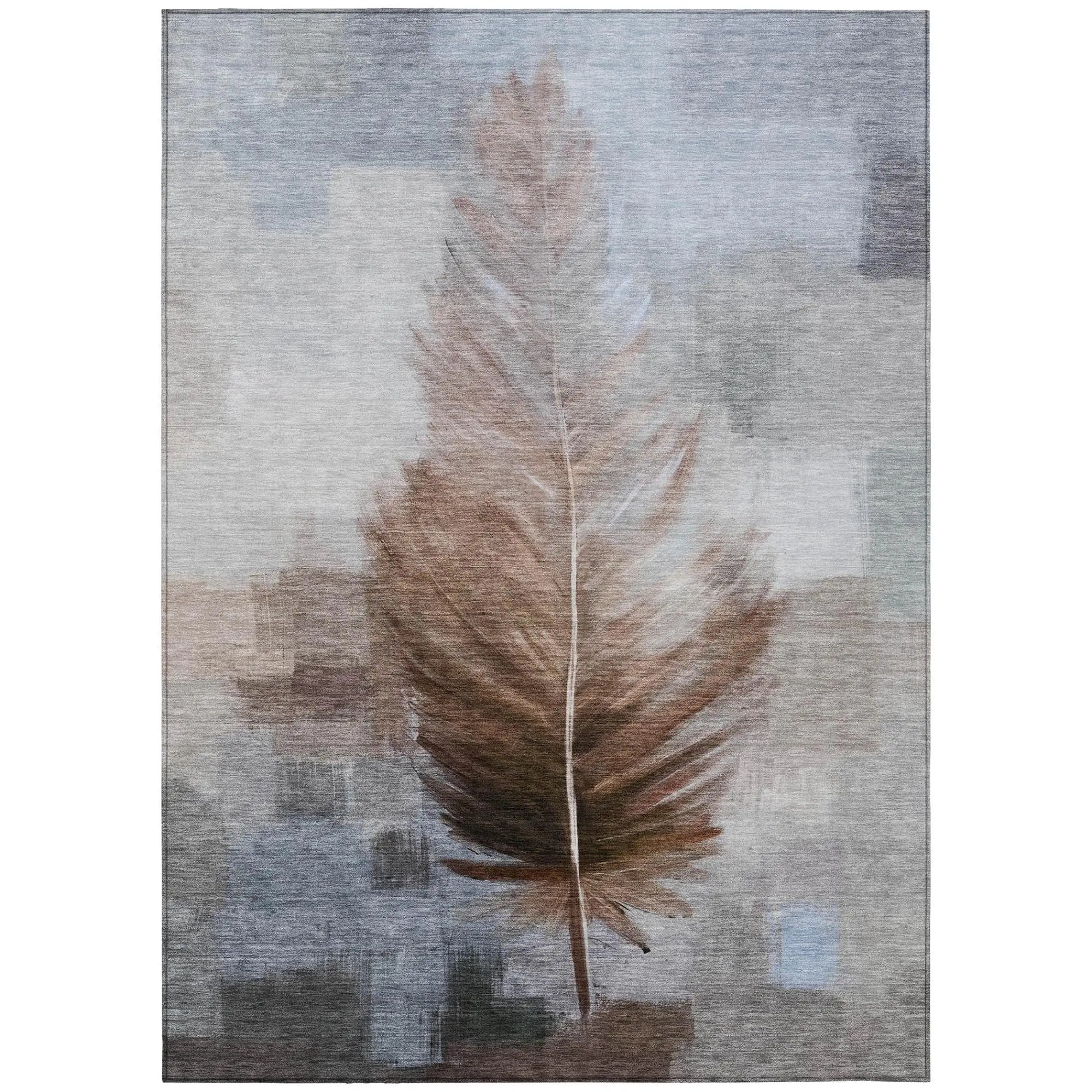 9' X 12' Chocolate And Brown Botanical Leaves Washable Indoor Outdoor Area Rug Homeroots Outdoor