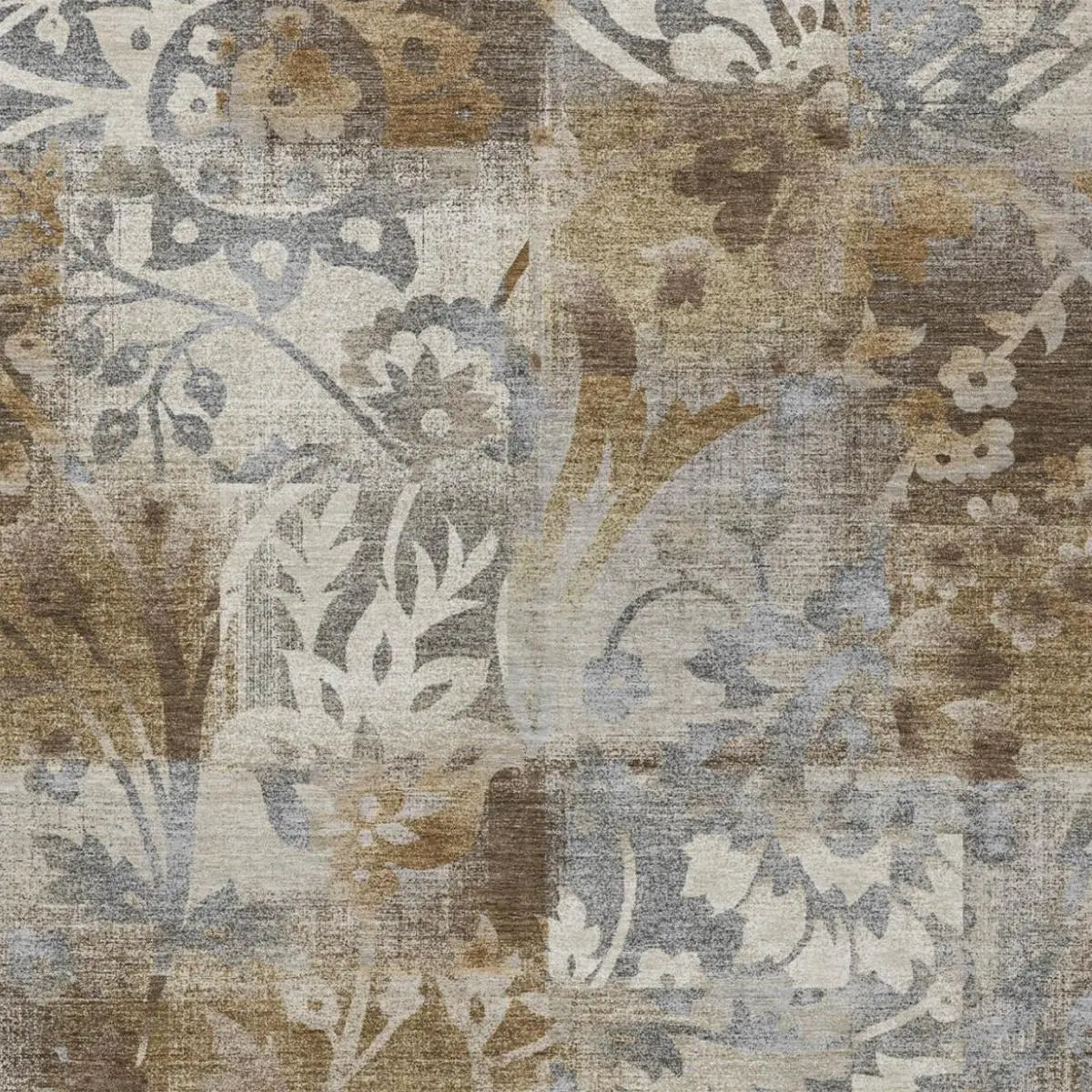 9' X 12' Chocolate And Brown Botanical Leaves Washable Indoor Outdoor Area Rug Homeroots Outdoor
