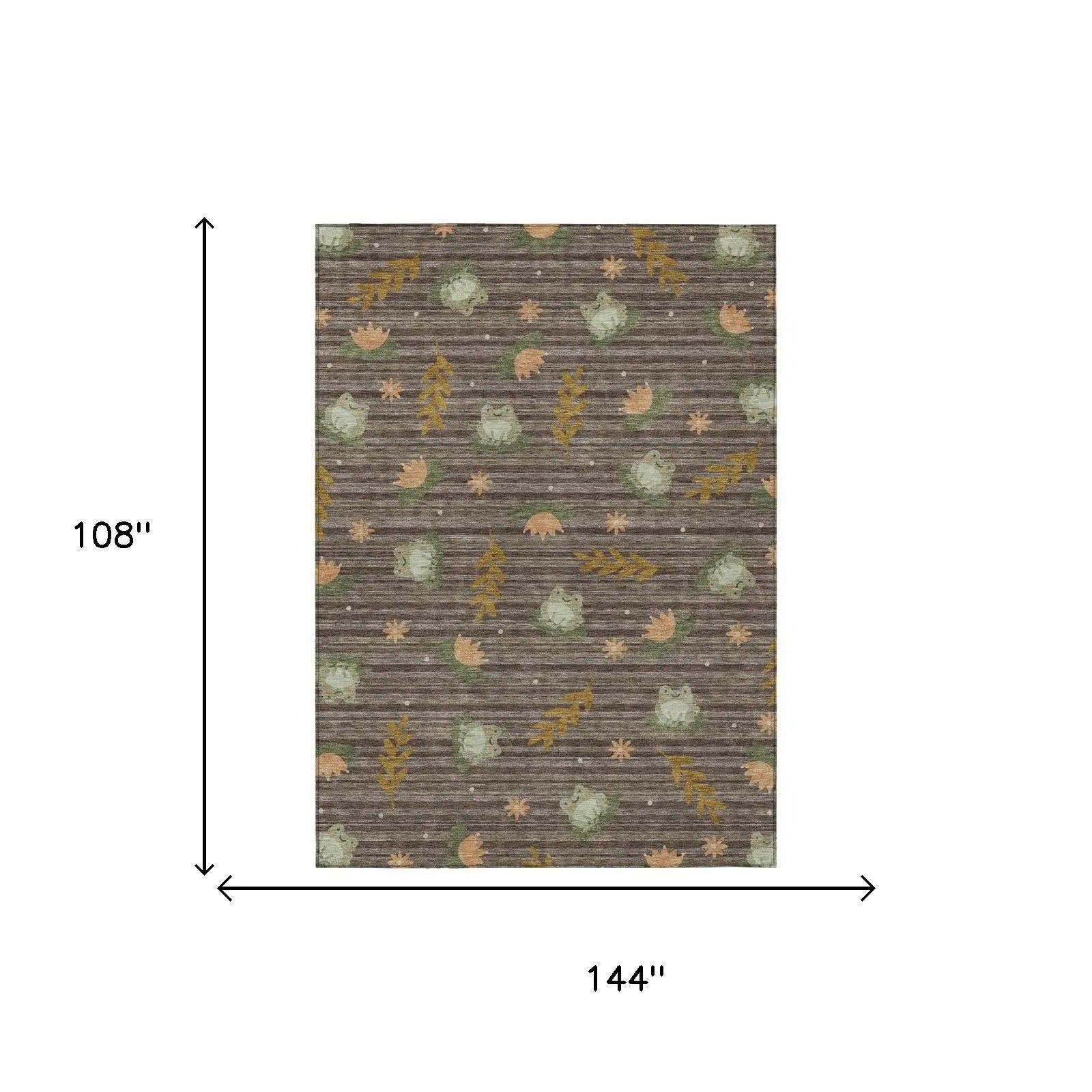 9' X 12' Chocolate And Brown Botanical Leaves Washable Indoor Outdoor Area Rug Homeroots Outdoor