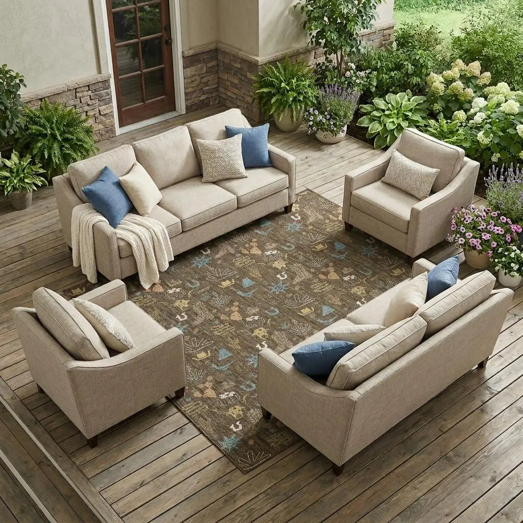 9' X 12' Chocolate And Brown Cactus Washable Indoor Outdoor Area Rug Homeroots Outdoor