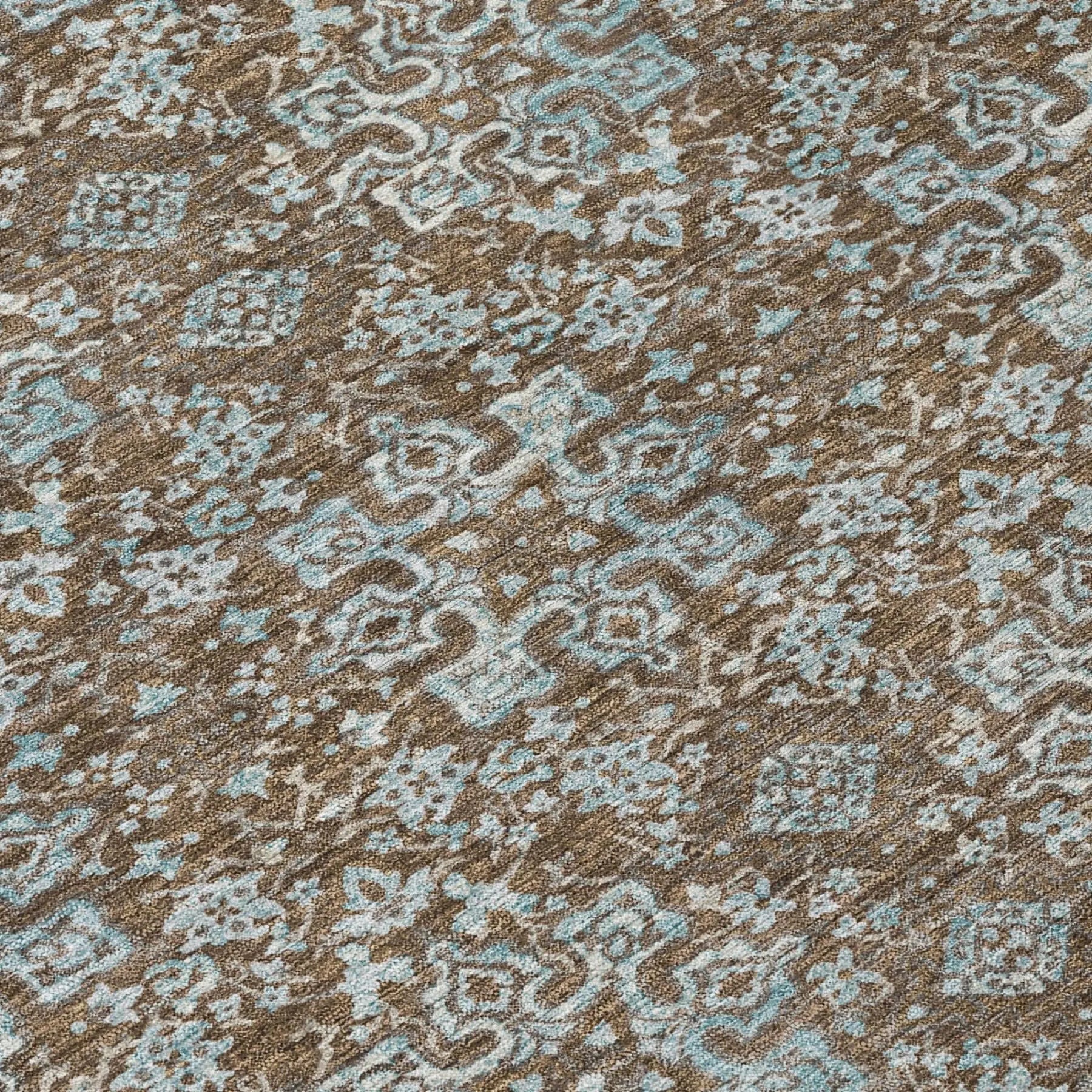 9' X 12' Chocolate And Brown Damask Washable Indoor Outdoor Area Rug Homeroots Outdoor
