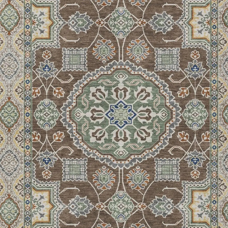 9' X 12' Chocolate And Brown Floral Medallion Washable Indoor Outdoor Area Rug Homeroots Outdoor