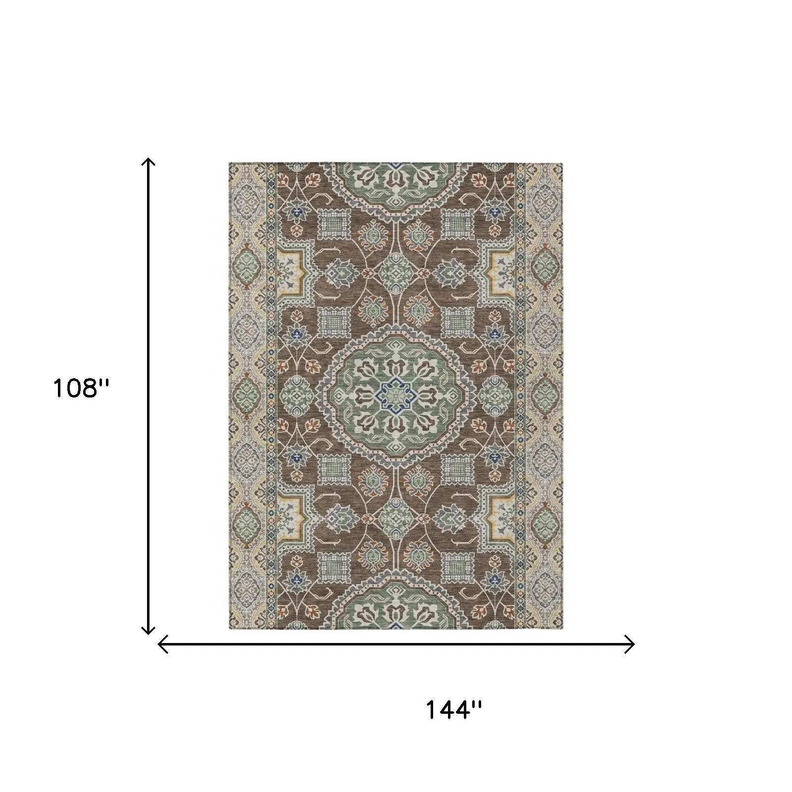 9' X 12' Chocolate And Brown Floral Medallion Washable Indoor Outdoor Area Rug Homeroots Outdoor