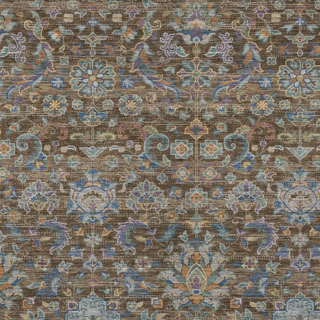 9' X 12' Chocolate And Brown Floral Medallion Washable Indoor Outdoor Area Rug Homeroots Outdoor