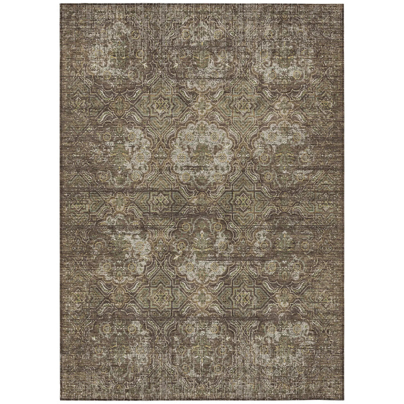 9' X 12' Chocolate And Brown Floral Washable Indoor Outdoor Area Rug Homeroots Outdoor