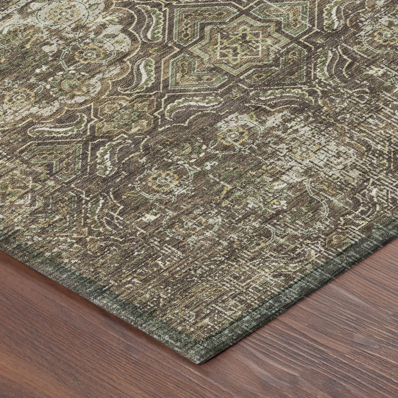 9' X 12' Chocolate And Brown Floral Washable Indoor Outdoor Area Rug Homeroots Outdoor