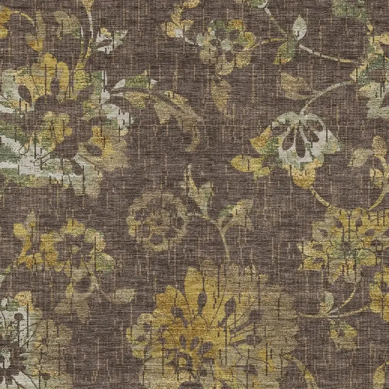 9' X 12' Chocolate And Brown Floral Washable Indoor Outdoor Area Rug Homeroots Outdoor