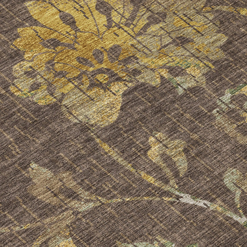 9' X 12' Chocolate And Brown Floral Washable Indoor Outdoor Area Rug Homeroots Outdoor