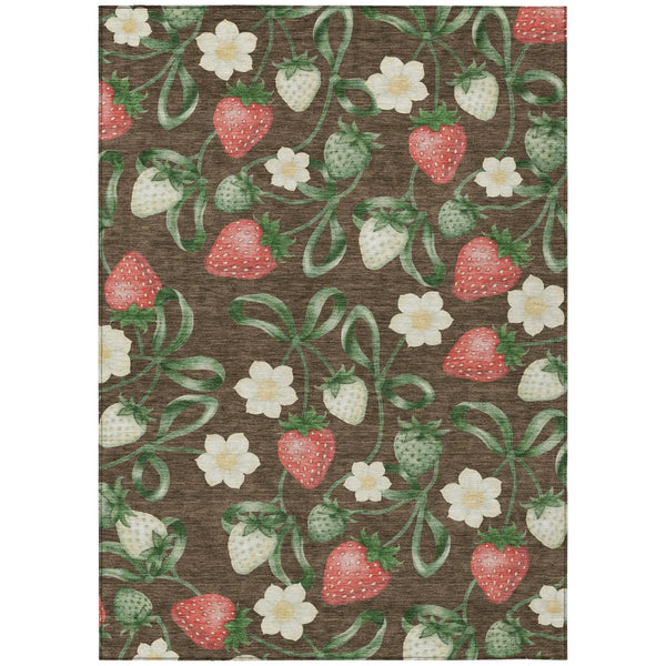 9' X 12' Chocolate And Brown Floral Washable Indoor Outdoor Area Rug Homeroots Outdoor