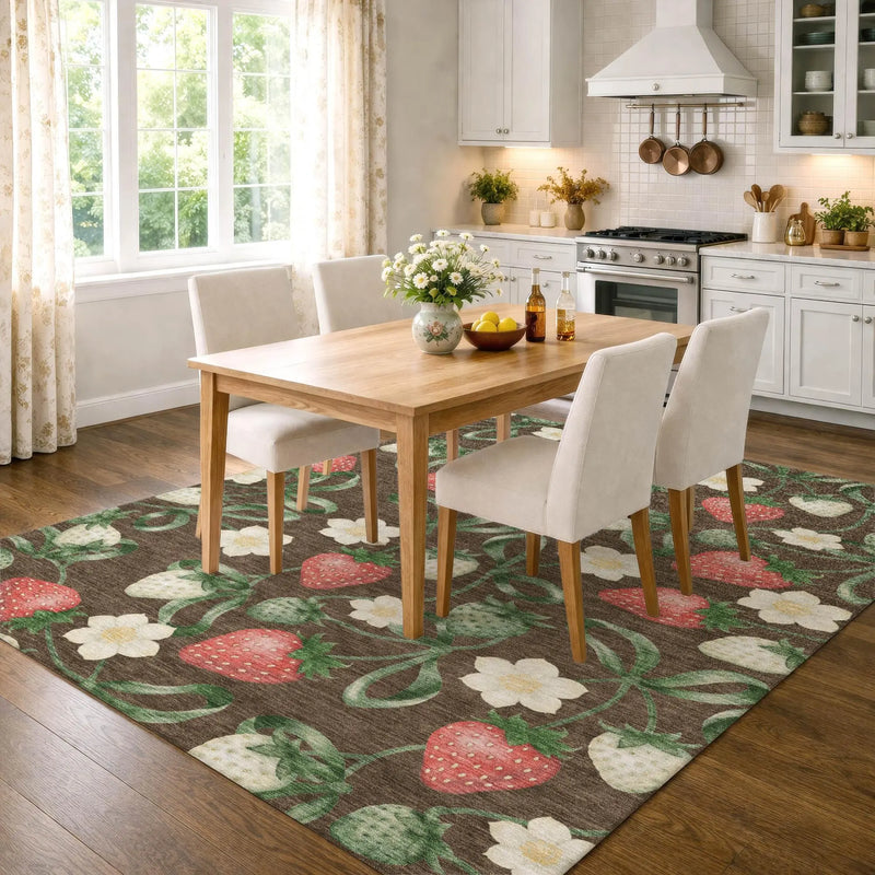 9' X 12' Chocolate And Brown Floral Washable Indoor Outdoor Area Rug Homeroots Outdoor