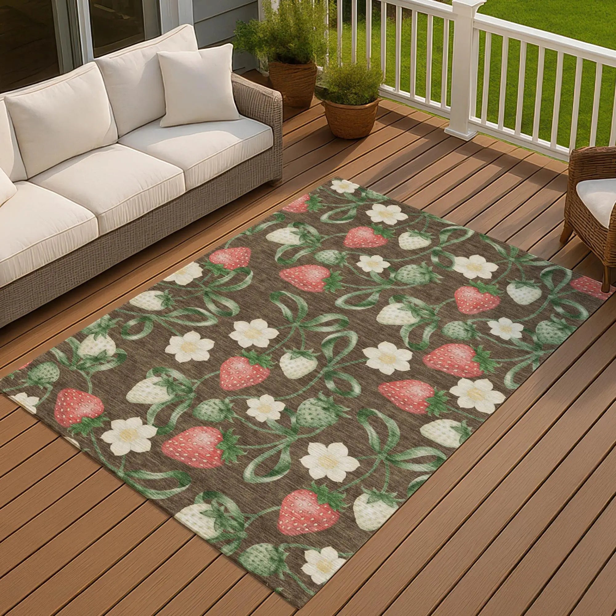 9' X 12' Chocolate And Brown Floral Washable Indoor Outdoor Area Rug Homeroots Outdoor