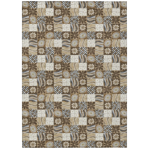 9' X 12' Chocolate And Brown Floral Washable Indoor Outdoor Area Rug Homeroots Outdoor
