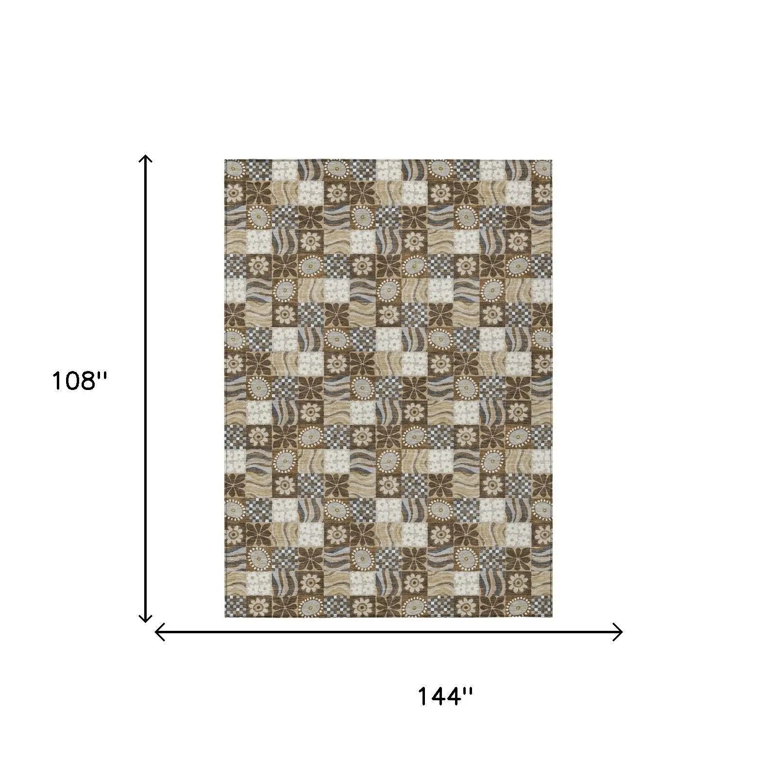 9' X 12' Chocolate And Brown Floral Washable Indoor Outdoor Area Rug Homeroots Outdoor