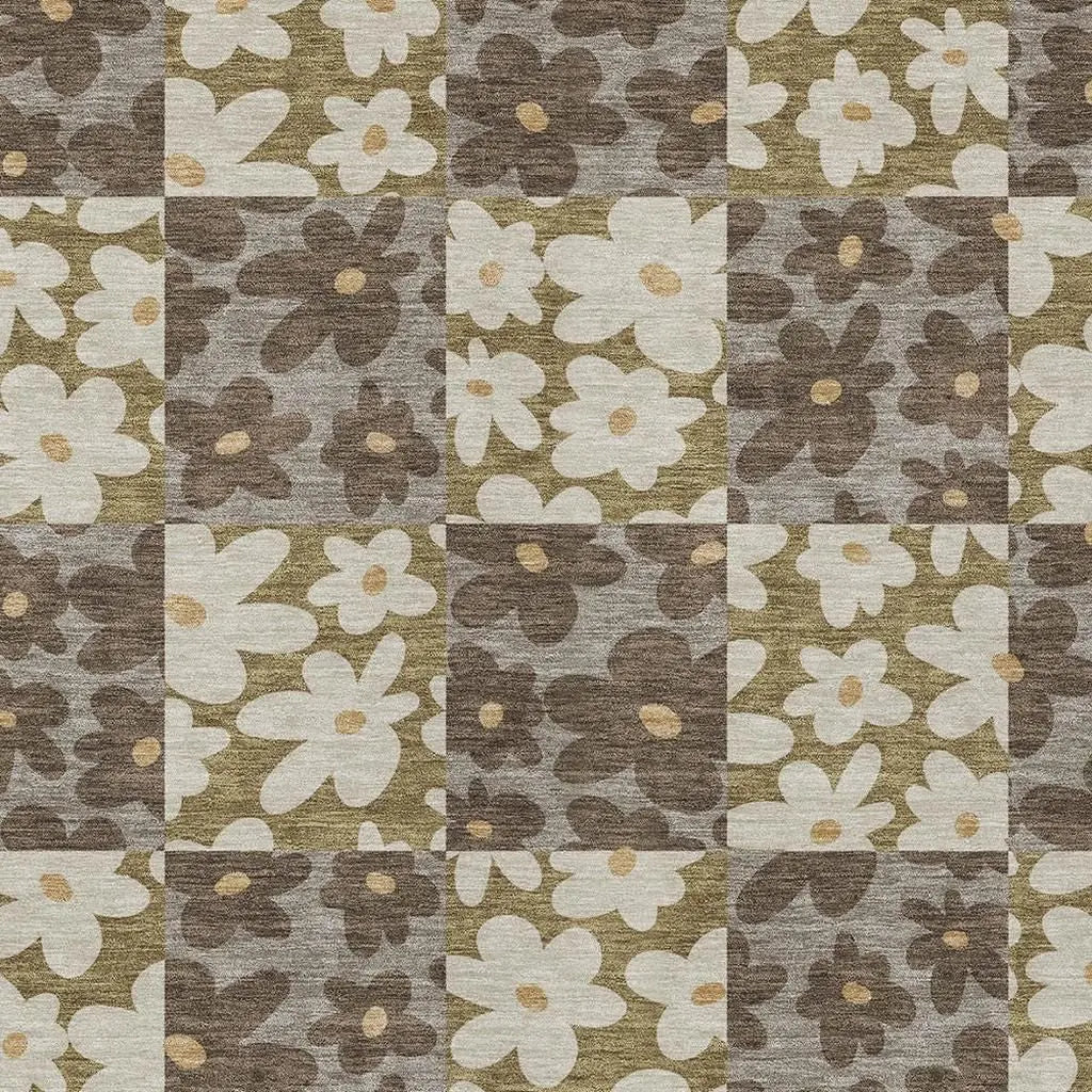 9' X 12' Chocolate And Brown Floral Washable Indoor Outdoor Area Rug Homeroots Outdoor
