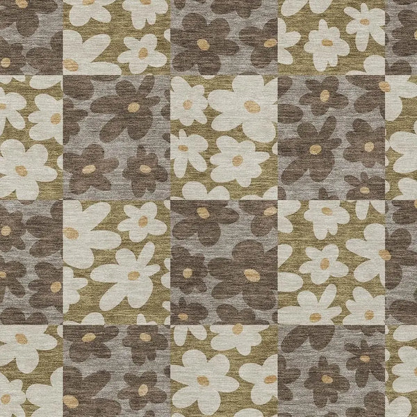 9' X 12' Chocolate And Brown Floral Washable Indoor Outdoor Area Rug Homeroots Outdoor