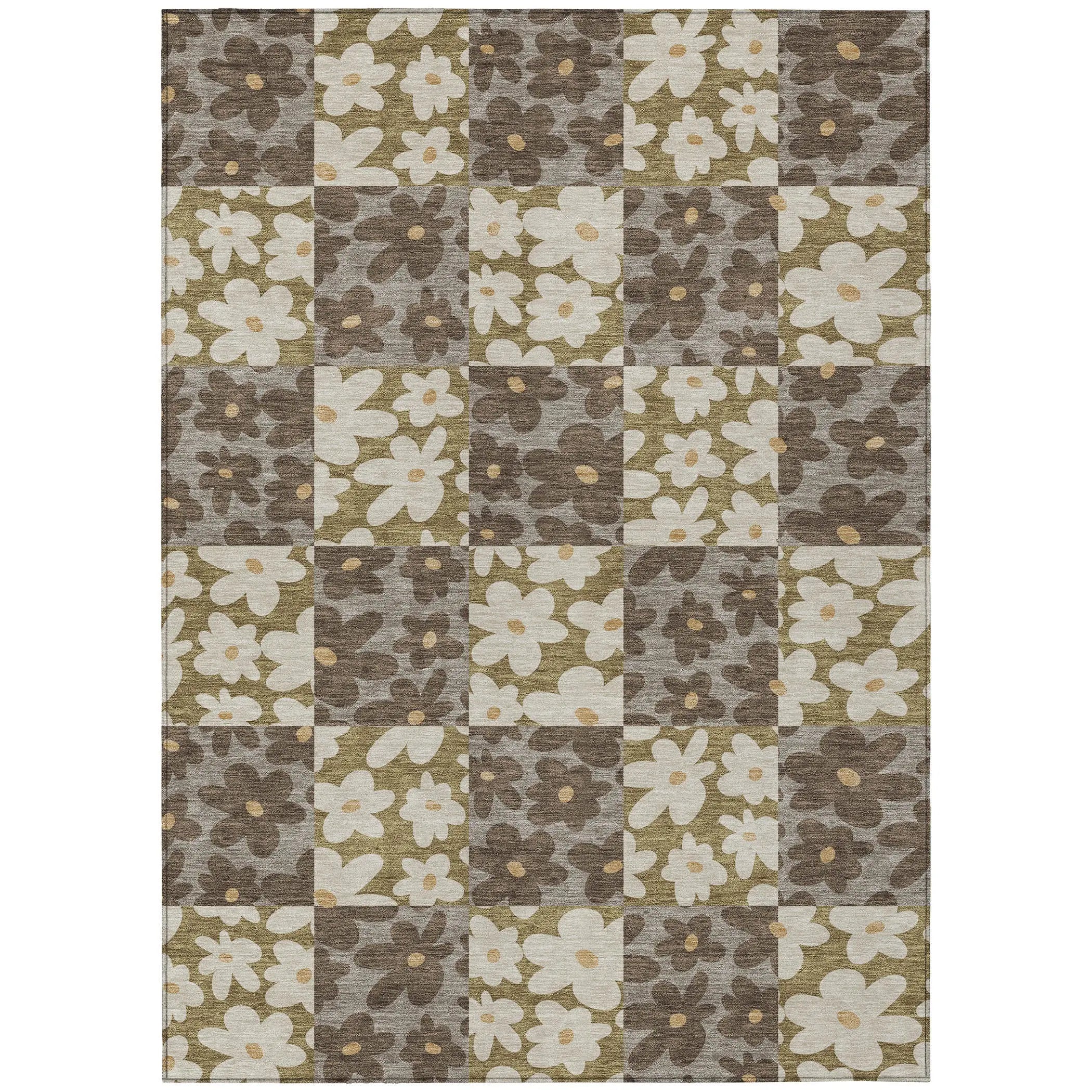 9' X 12' Chocolate And Brown Floral Washable Indoor Outdoor Area Rug Homeroots Outdoor