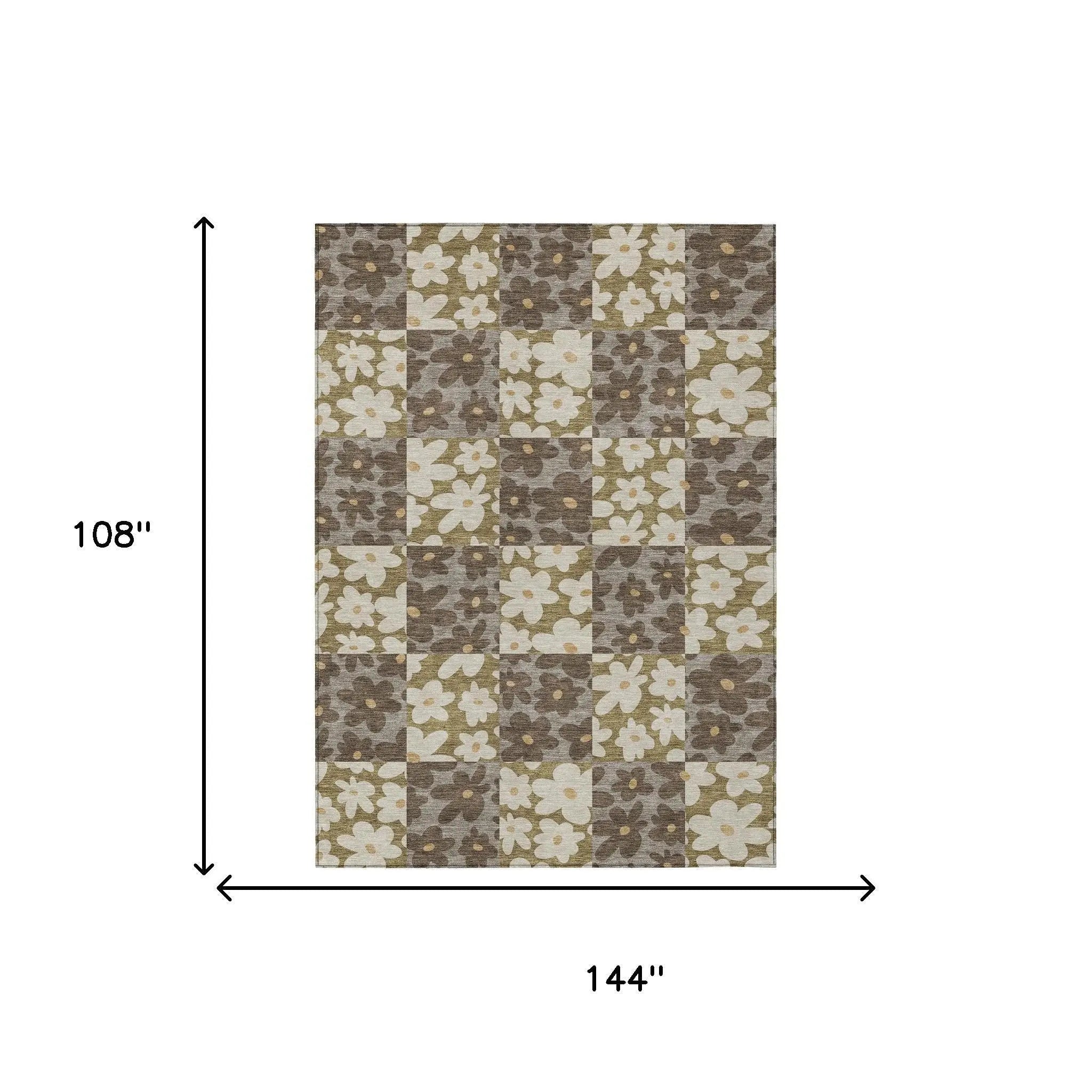 9' X 12' Chocolate And Brown Floral Washable Indoor Outdoor Area Rug Homeroots Outdoor