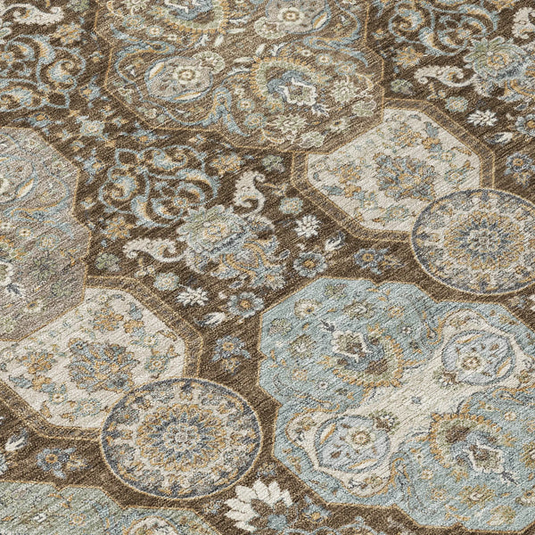 9' X 12' Chocolate And Brown Floral Washable Indoor Outdoor Area Rug Homeroots Outdoor