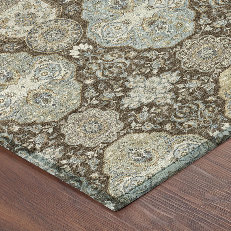 9' X 12' Chocolate And Brown Floral Washable Indoor Outdoor Area Rug Homeroots Outdoor