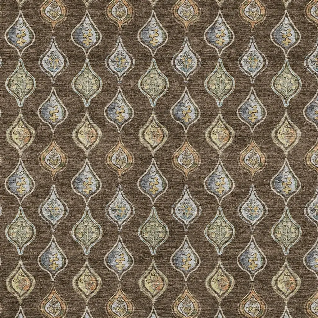 9' X 12' Chocolate And Brown Floral Washable Indoor Outdoor Area Rug Homeroots Outdoor