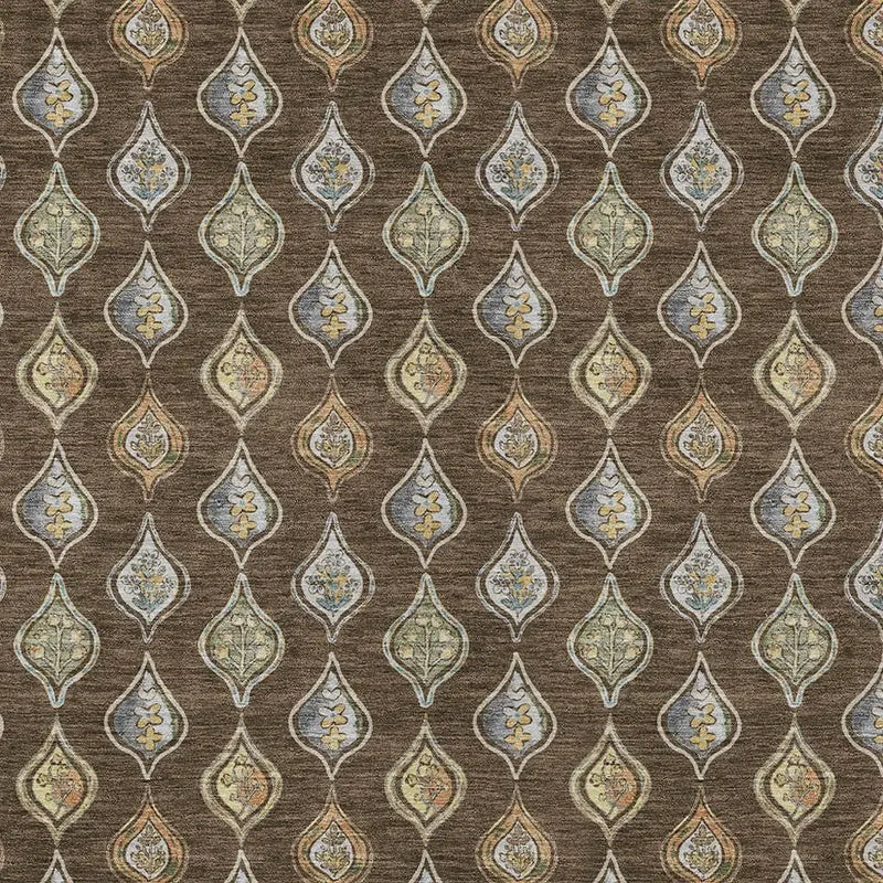 9' X 12' Chocolate And Brown Floral Washable Indoor Outdoor Area Rug Homeroots Outdoor