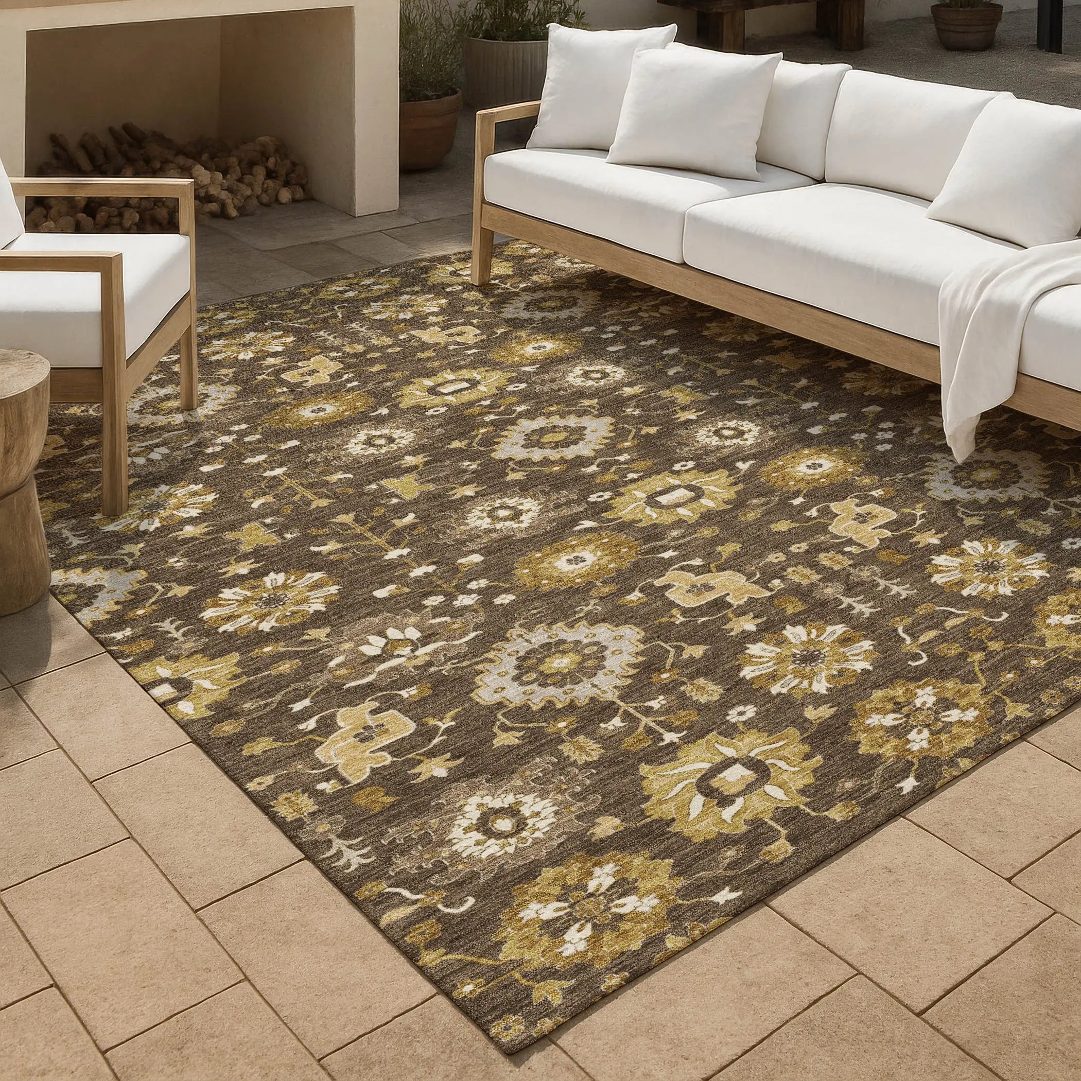 9' X 12' Chocolate And Brown Geometric Washable Indoor Outdoor Area Rug Homeroots Outdoor