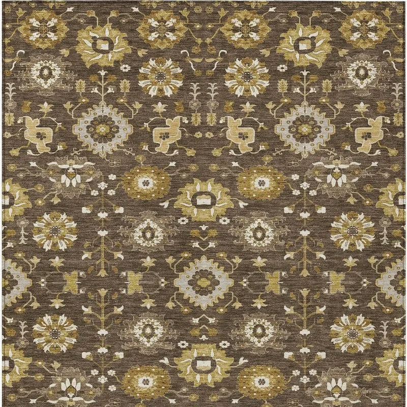 9' X 12' Chocolate And Brown Geometric Washable Indoor Outdoor Area Rug Homeroots Outdoor