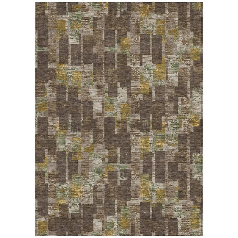 9' X 12' Chocolate And Brown Geometric Washable Indoor Outdoor Area Rug Homeroots Outdoor