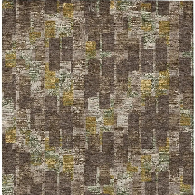 9' X 12' Chocolate And Brown Geometric Washable Indoor Outdoor Area Rug Homeroots Outdoor