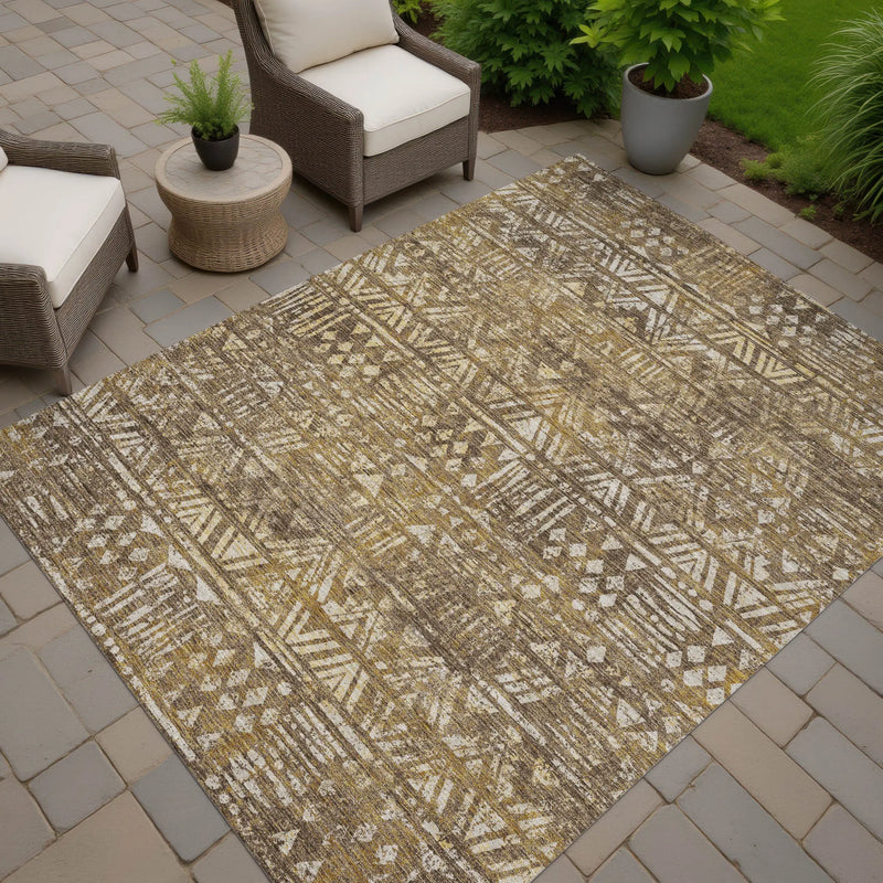 9' X 12' Chocolate And Brown Geometric Washable Indoor Outdoor Area Rug Homeroots Outdoor