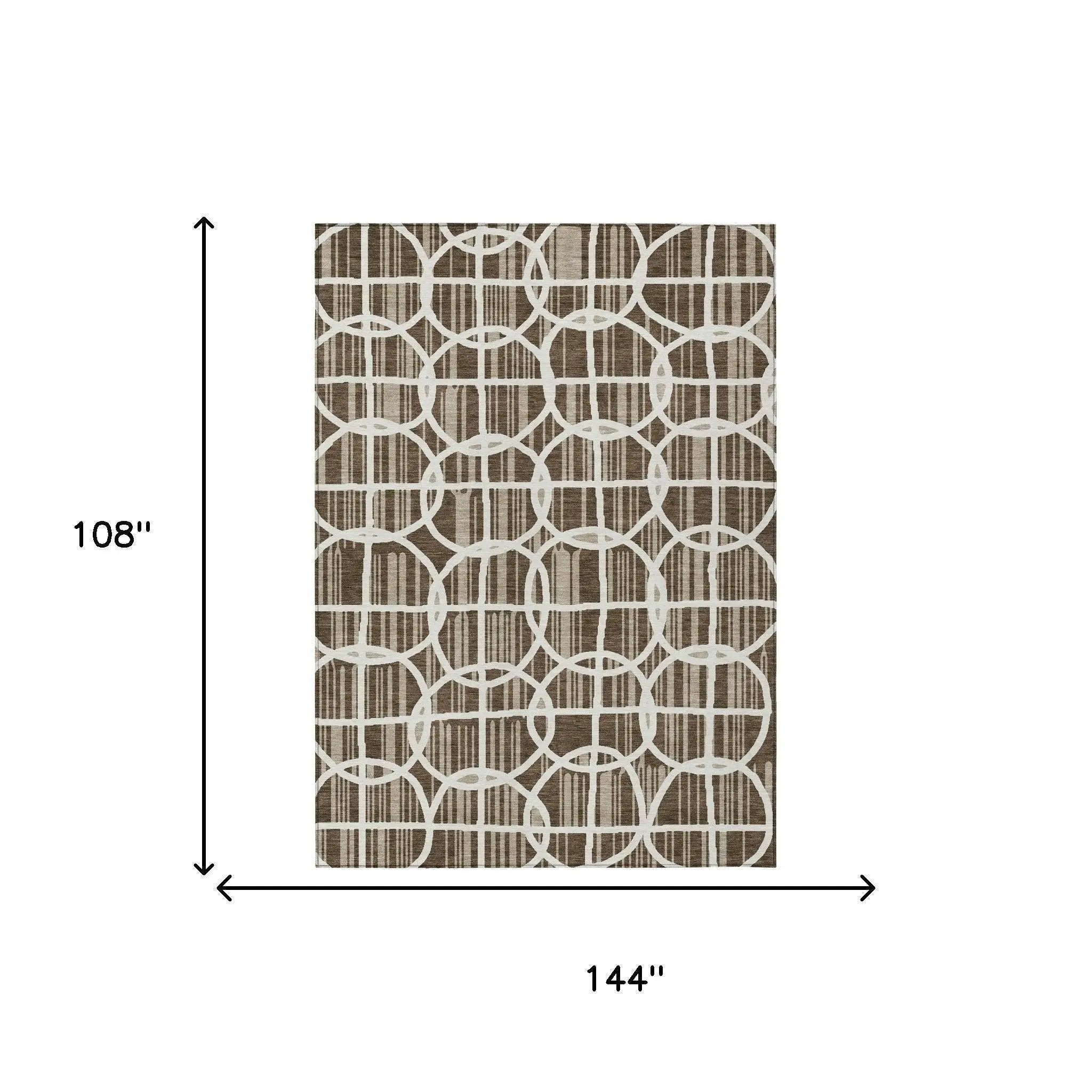 9' X 12' Chocolate And Brown Geometric Washable Indoor Outdoor Area Rug Homeroots Outdoor