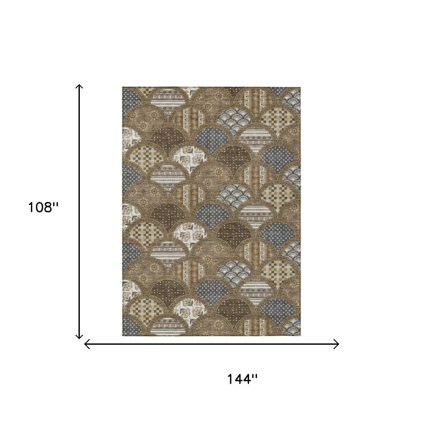 9' X 12' Chocolate And Brown Geometric Washable Indoor Outdoor Area Rug Homeroots Outdoor