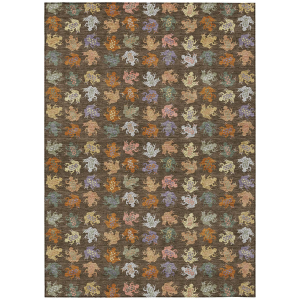 9' X 12' Chocolate And Brown Geometric Washable Indoor Outdoor Area Rug Homeroots Outdoor