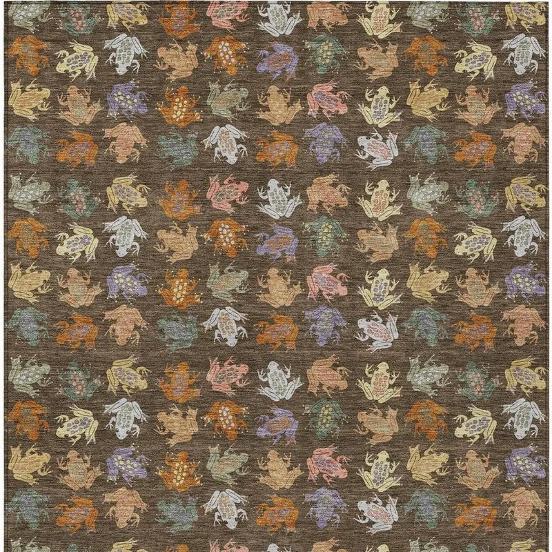 9' X 12' Chocolate And Brown Geometric Washable Indoor Outdoor Area Rug Homeroots Outdoor