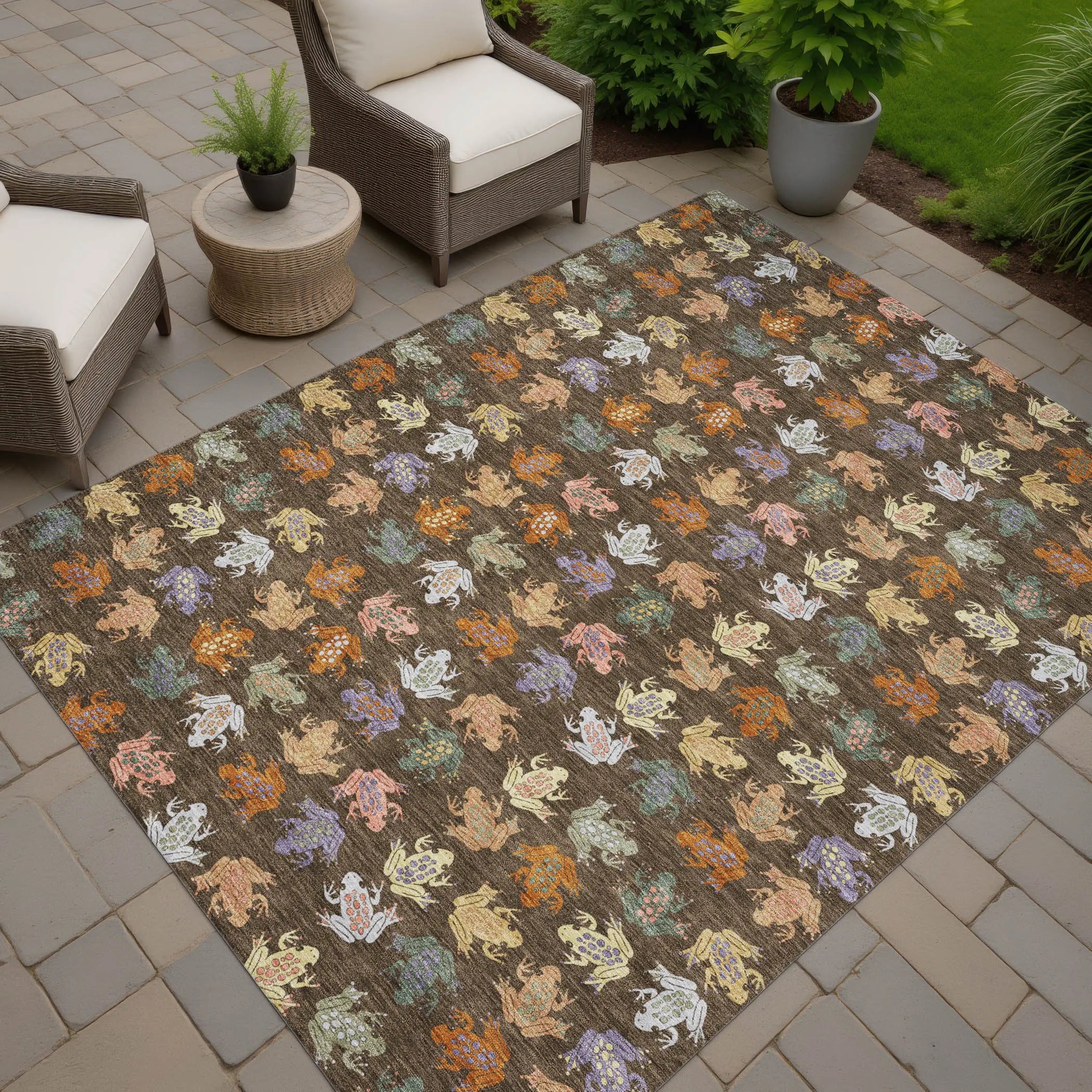 9' X 12' Chocolate And Brown Geometric Washable Indoor Outdoor Area Rug Homeroots Outdoor